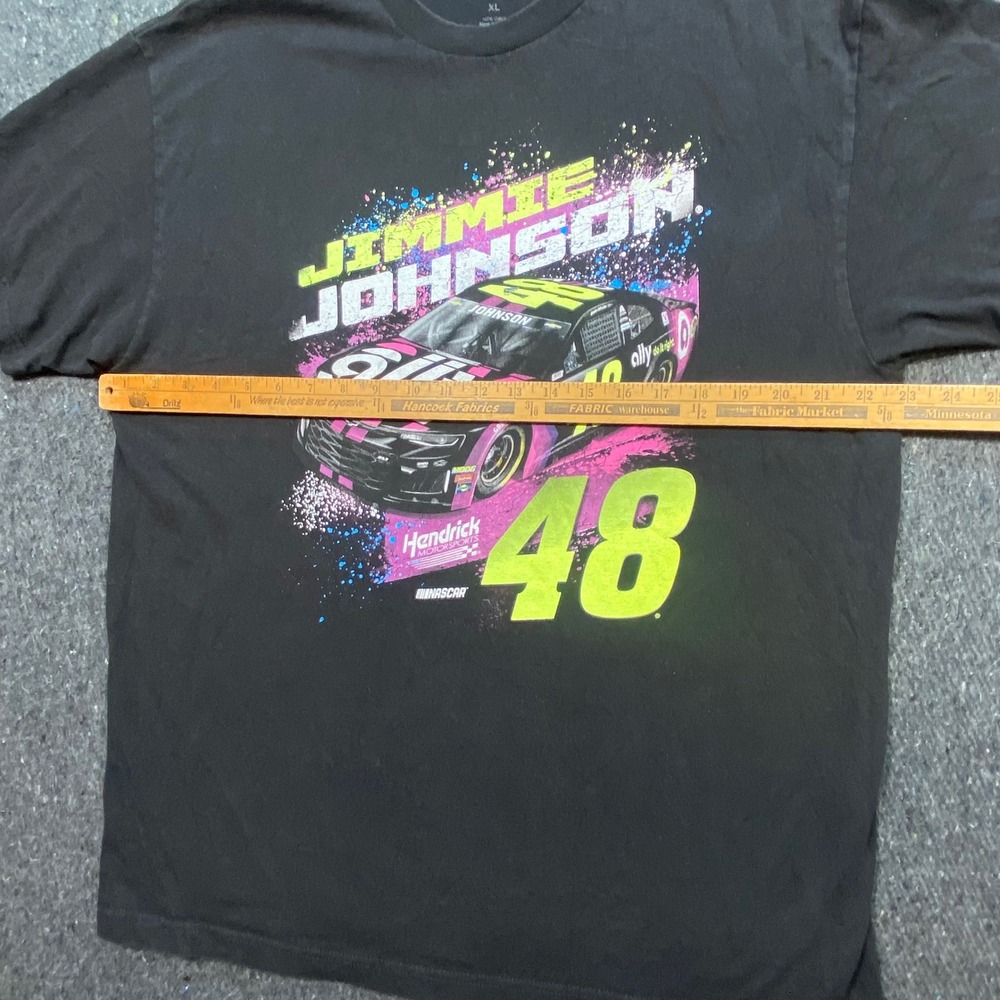 Hendrick Motorsports Jimmie Johnson NASCAR T Shirt XL Mens Black Neon Graphic 48 - Picture 7 of 8